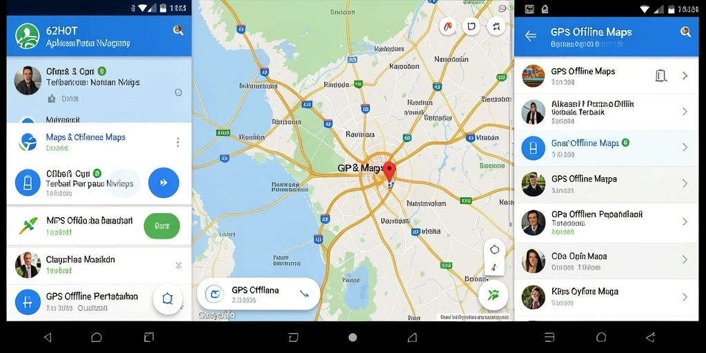 Antarmuka pengguna 62HOT menunjukkan peta GPS Offline yang jelas dan informatif.