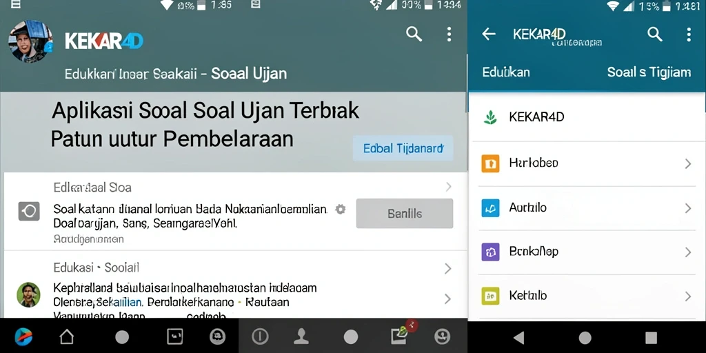 Screenshot antarmuka KEKAR4D menampilkan berbagai soal ujian.