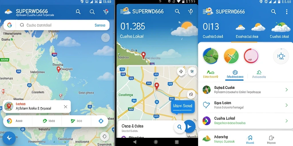 Tampilan antarmuka utama SUPERWD666 dengan fitur cuaca lokal.