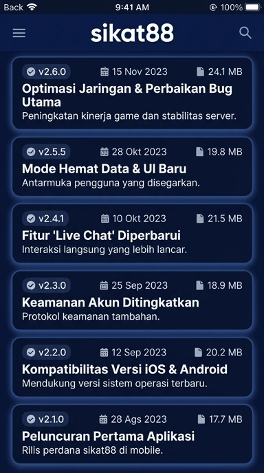 Riwayat versi aplikasi sikat88 untuk pengguna Android